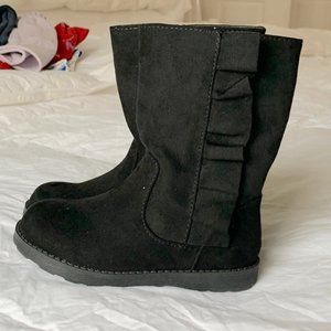 Ruffle Boots. Black Faux Suede. Cat & Jack. Toddler Size 9.